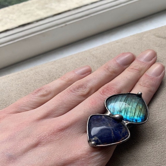 Handcrafted Sodalite+Labradorite Ring - Picture 3 of 5